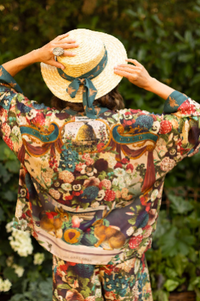 Stay Gold Floral Bamboo Cropped Kimono with Rabbit & Bees