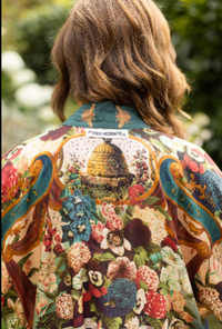 Stay Gold Floral Bamboo Cropped Kimono with Rabbit & Bees
