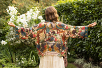 Stay Gold Floral Bamboo Cropped Kimono with Rabbit & Bees