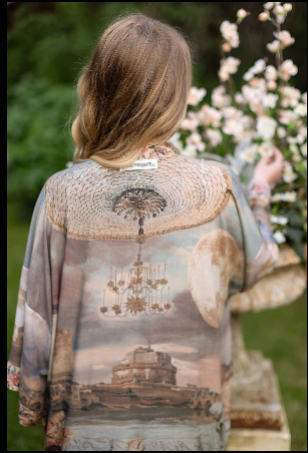 Imaginarium Long Duster Bamboo Kimono Robe with Moon