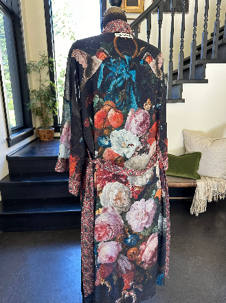 Flight of Fancy Long Duster Kimono Robe w/ Hummingbirds