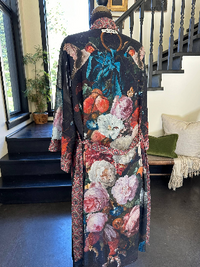 Flight of Fancy Long Duster Kimono Robe w/ Hummingbirds