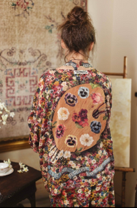 Art of Life Floral Bamboo Crop Kimono w/ Paint Palette