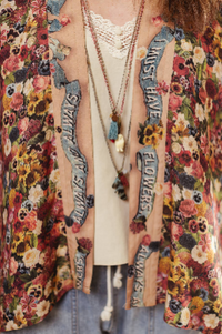 Art of Life Floral Bamboo Crop Kimono w/ Paint Palette
