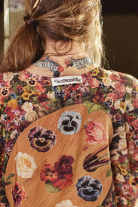 Art of Life Floral Bamboo Crop Kimono w/ Paint Palette