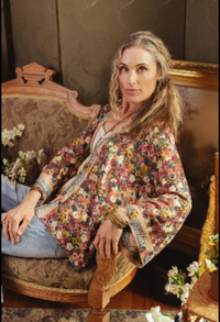 Art of Life Floral Bamboo Crop Kimono w/ Paint Palette
