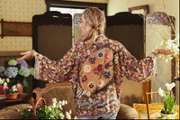 Art of Life Floral Bamboo Crop Kimono w/ Paint Palette