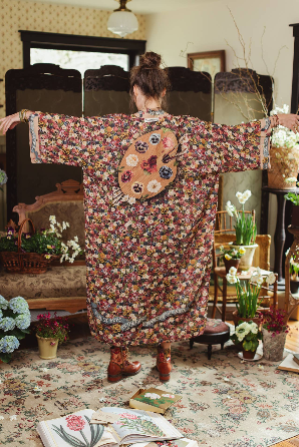 Art of Life Floral Long Duster Bamboo Kimono Robe