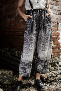 Stargazer Boho Linen Falling Star Print Cropped Artist Pants