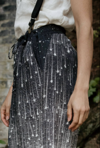 Stargazer Boho Linen Falling Star Print Cropped Artist Pants