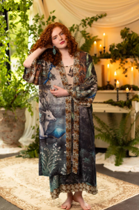 Theatre of Dreams Long Duster Bamboo Kimono Robe with Deer
