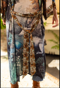 Theatre of Dreams Long Duster Bamboo Kimono Robe with Deer