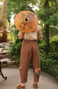 Secret Garden Boho Linen Cropped Printed Artist Pants