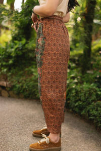 Secret Garden Boho Linen Cropped Printed Artist Pants
