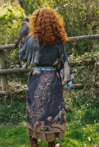 Wild Beauty Bamboo Kimono Duster Robe with Peacock Print