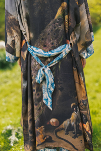 Wild Beauty Bamboo Kimono Duster Robe with Peacock Print