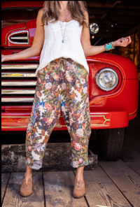 Love Language Boho Linen Floral Cropped Artist Pants