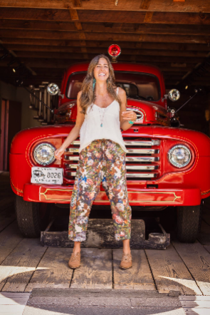 Love Language Boho Linen Floral Cropped Artist Pants