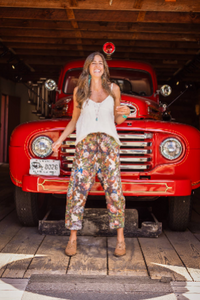 Love Language Boho Linen Floral Cropped Artist Pants