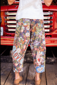 Love Language Boho Linen Floral Cropped Artist Pants
