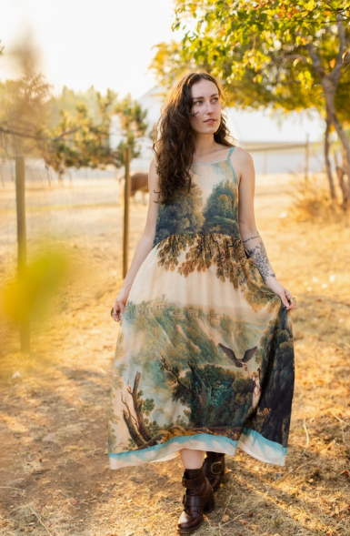 Awakening Bohéme Landscape Bamboo Slip Dress