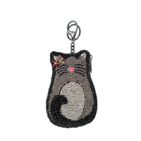 Pounce Beaded Cat Coin Purse Key Fob