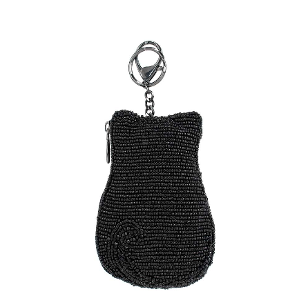 Pounce Beaded Cat Coin Purse Key Fob
