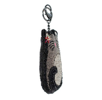 Pounce Beaded Cat Coin Purse Key Fob