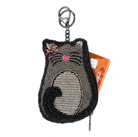 Pounce Beaded Cat Coin Purse Key Fob