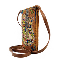 Garden Groove Ivory Guitar with Flowers Beaded Crossbody