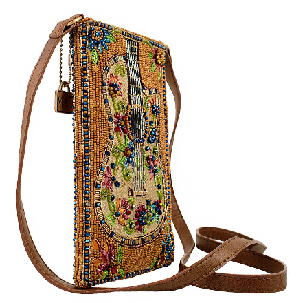 Garden Groove Ivory Guitar with Flowers Beaded Crossbody