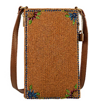 Garden Groove Ivory Guitar with Flowers Beaded Crossbody
