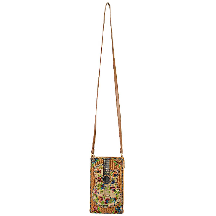 Garden Groove Ivory Guitar with Flowers Beaded Crossbody