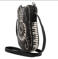 Noteworthy Guitar And Piano Keys Beaded Crossbody Handbag