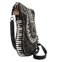 Noteworthy Guitar And Piano Keys Beaded Crossbody Handbag