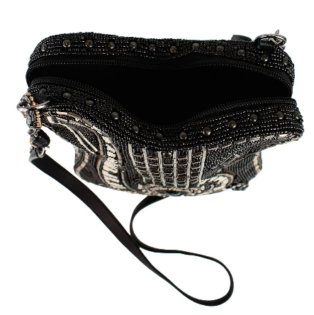 Noteworthy Guitar And Piano Keys Beaded Crossbody Handbag