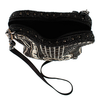 Noteworthy Guitar And Piano Keys Beaded Crossbody Handbag