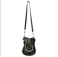 Noteworthy Guitar And Piano Keys Beaded Crossbody Handbag