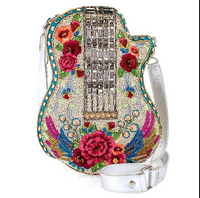 Metallic Melody Flower and Wings Guitar Crossbody Handbag