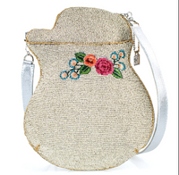 Metallic Melody Flower and Wings Guitar Crossbody Handbag