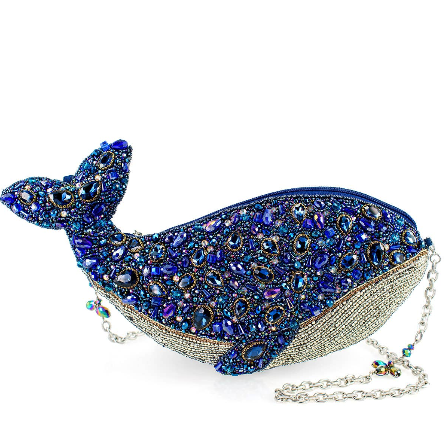 Whale of a Time Blue Beaded Whale Crossbody Handbag