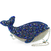 Whale of a Time Blue Beaded Whale Crossbody Handbag