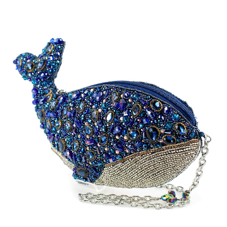 Whale of a Time Blue Beaded Whale Crossbody Handbag