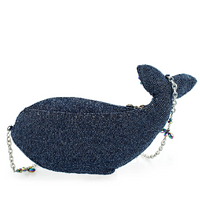 Whale of a Time Blue Beaded Whale Crossbody Handbag