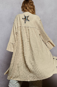 3/4 Sleeve Star Woven Long Cardigan UWT600