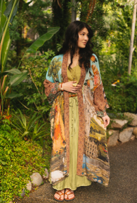 Secret Garden Long Duster Bamboo Kimono Robe with Swan