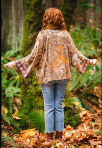 Dreamweaver Cropped Bamboo Kimono Cardigan with Zodiac Signs
