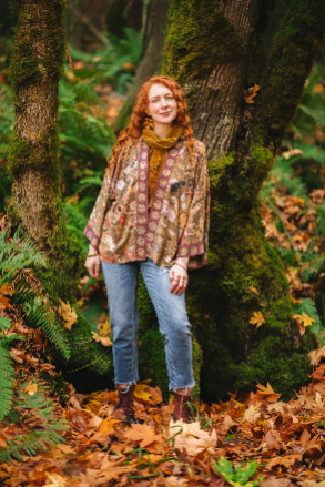 Dreamweaver Cropped Bamboo Kimono Cardigan with Zodiac Signs