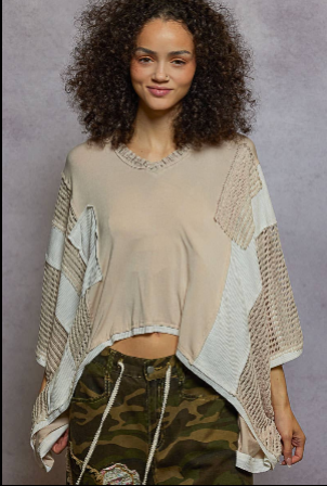 Oversize V-neck 3/4 Sleeve Top FKT887