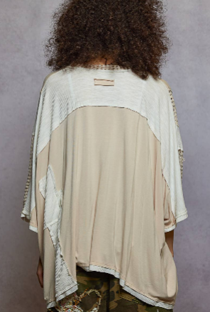 Oversize V-neck 3/4 Sleeve Top FKT887